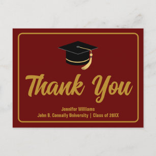Cartão Postal Tipografia de Agradecimento de Graduação Dourado B