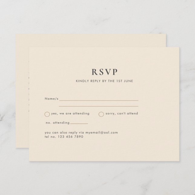 Cartão Postal Tipografia de Casamento Moderna Creme Magnólia (Frente/Verso)