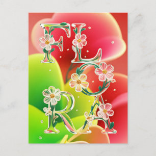 Cartão Postal Tipografia de Flora em Vidro 3D Caprichosa