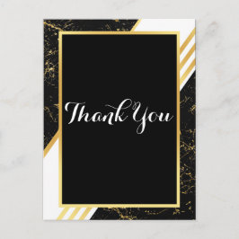 Cartão Postal Tipografia de listras de mármore dourado preto Obr