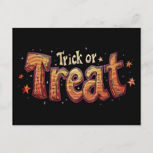 Cartão Postal Tipografia de Trick ou Tratar Halloween