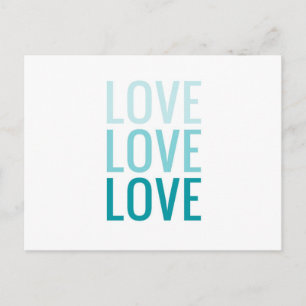 Cartão Postal Tipografia de Turquesa de LOVE