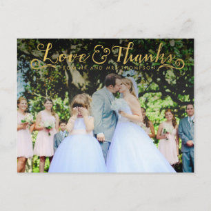 Cartão Postal Tipografia do Dourado Script Obrigado Cartão-Posta