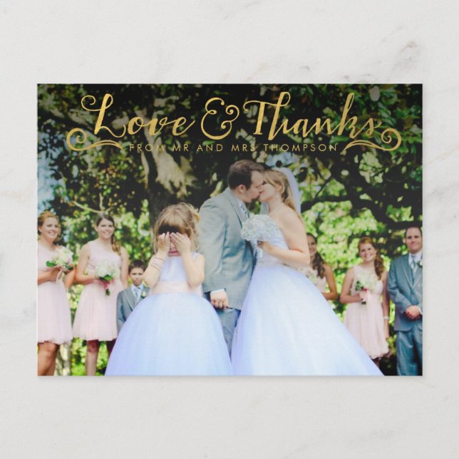 Cartão Postal Tipografia do Dourado Script Obrigado Cartão-Posta (Frente)