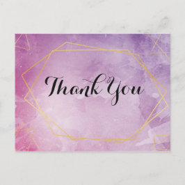 Cartão Postal Tipografia dourada agradecimento em água-tinta ros