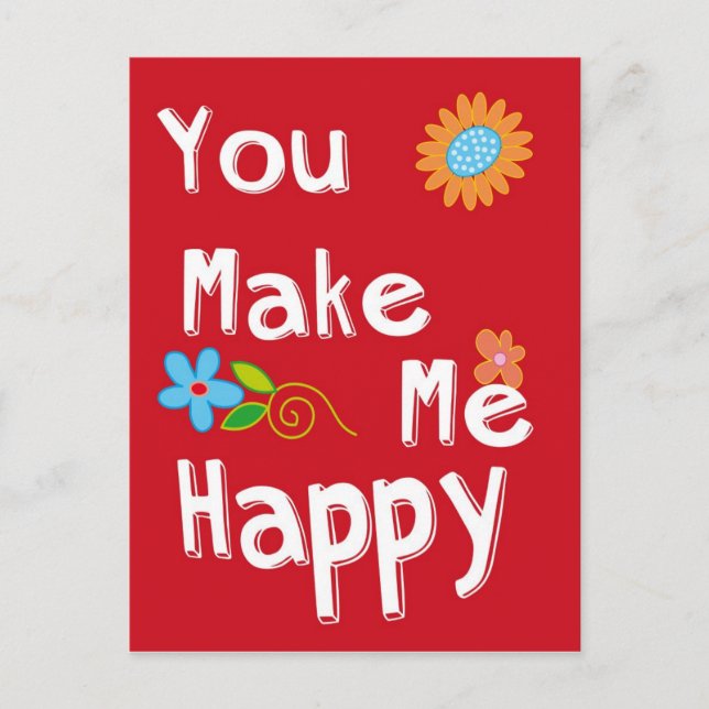 Cartão Postal Tipografia Frase Motivacional - Vermelho (Frente)