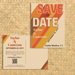 Cartão Postal Tipografia Laranja Marrom Groovy Long Shadow Casam