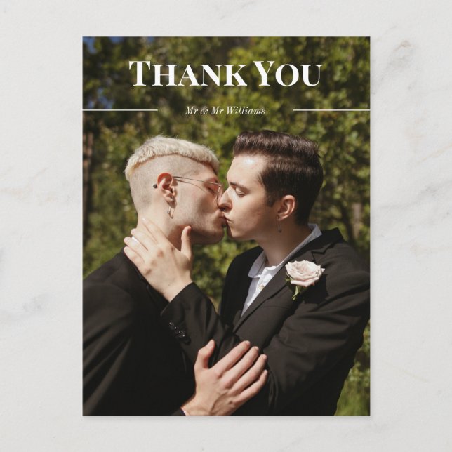 Cartão Postal Tipografia Limpa Foto de agradecimento e Nomes (Frente)