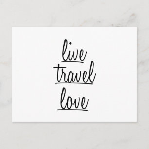 Cartão Postal Tipografia "Live, Viagem, Love" em preto