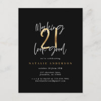 Tipografia moderna de aniversário de 21 anos preta