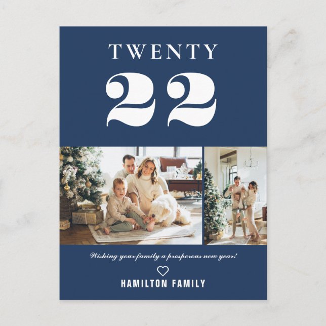 Cartão Postal Tipografia Moderna Simples Foto do Ano Novo (Frente)