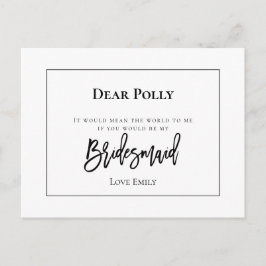 Cartão Postal Tipografia na moda Black /Pedido Bridesmaid