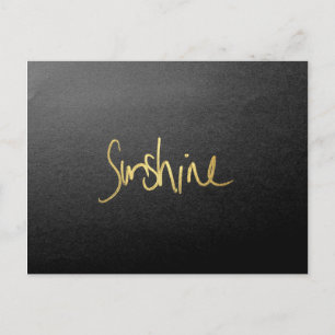 Cartão Postal Tipografia "Sunshine" em Faux Pintada Dourada