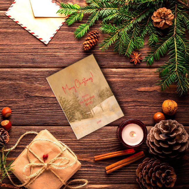 Cartão Postal Tipografia vermelha do Natal retrô  (Criador carregado)