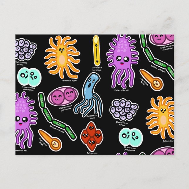 Cartão Postal Tipos De Bactérias (Frente)