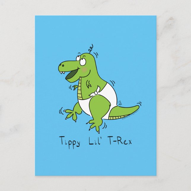 Cartão Postal Tippy Lil T-Rex Baby Dinosaur Engraçado Cartão-Pos (Frente)