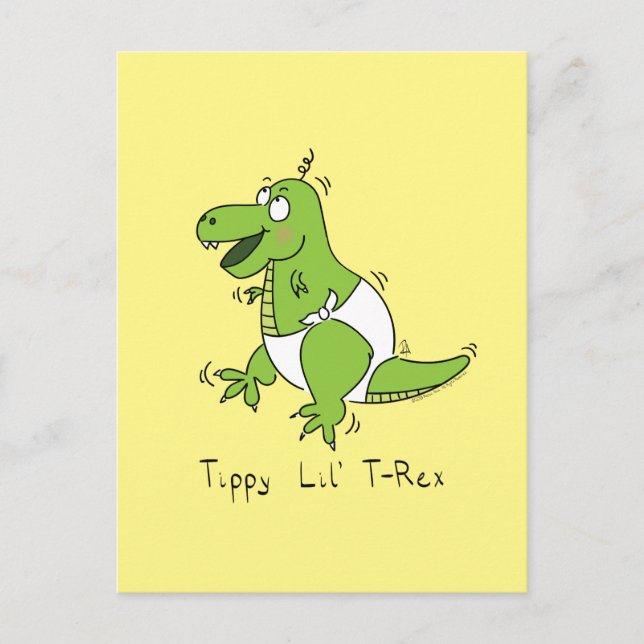 Cartão Postal Tippy Lil T-Rex Baby Dinosaur Engraçado Cartão-Pos (Frente)