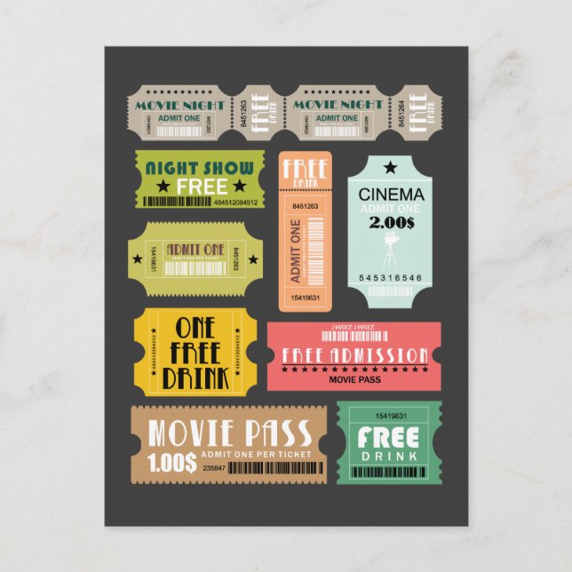 Cartão Postal Tíquetes de admissão de filmes (Frente)