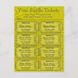 Cartão Postal Tíquetes Faux Gold Foil Raffle