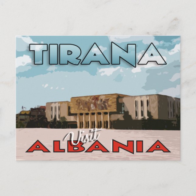 Cartão Postal Tirana, Visite a Albânia (Frente)