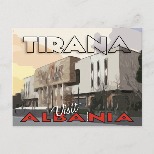 Cartão Postal Tirana, Visite a Albânia (Frente)
