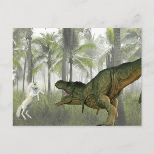 Cartão Postal Tiranossauro Dinossauro Unicórnio