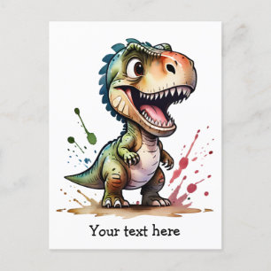 Cartão Postal Tiranossauro Rex Personalizado com Efeito de Salpi