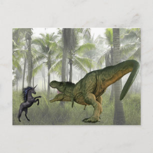 Cartão Postal Tiranossauro Unicórnio Dinossauro