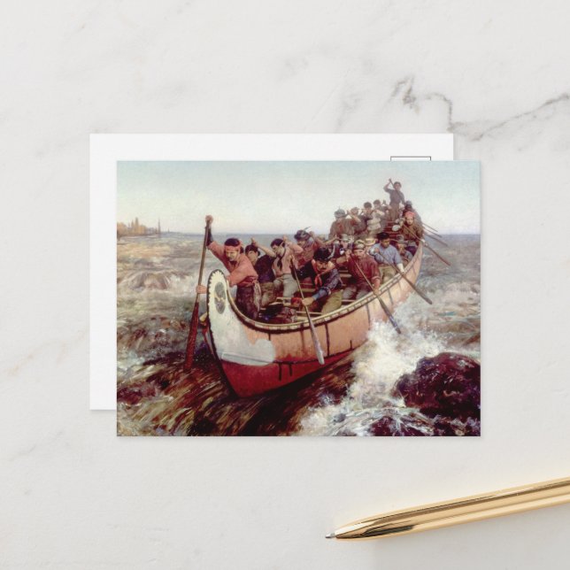 Cartão Postal Tiro dos Rapids por Frances Anne Hopkins (Frente/Verso In Situ)