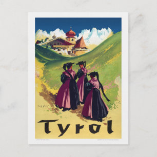 Cartão Postal Tirol Áustria Cartaz Antigo 1947