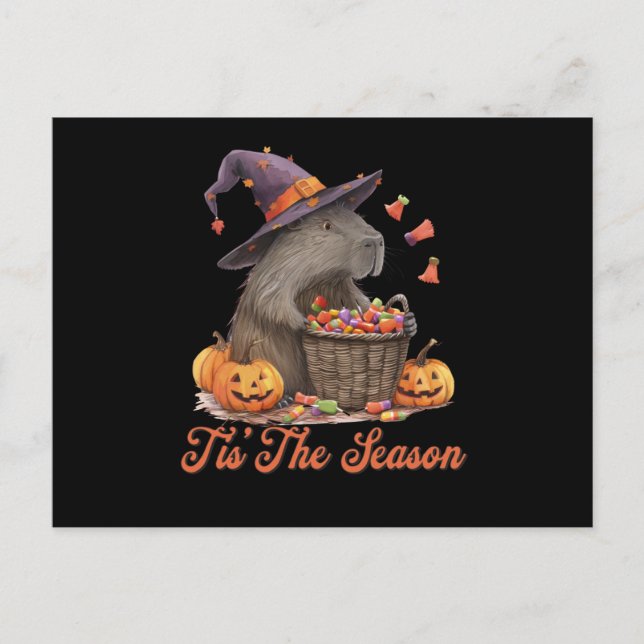 Cartão Postal Tis' The Season Halloween Capybara (Frente)