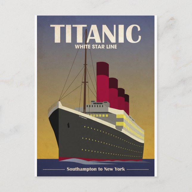 Cartão Postal Titanic Ocean Liner Art Deco Impressão (Frente)