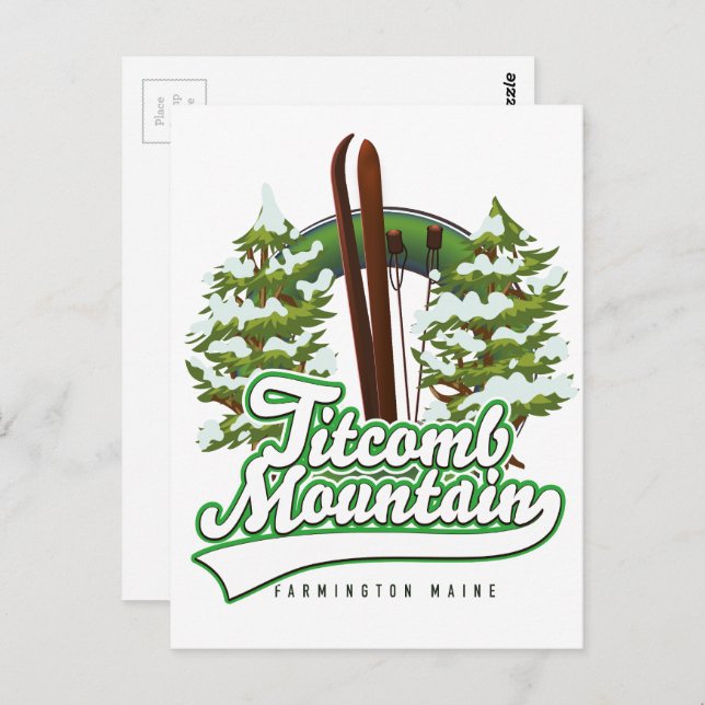 Cartão Postal Titcomb Mountain Farmington Maine Esqui  (Frente/Verso)