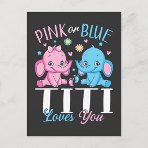 Cartão Postal Titi Rosa ou Azul Ama Você Bebê Elefante