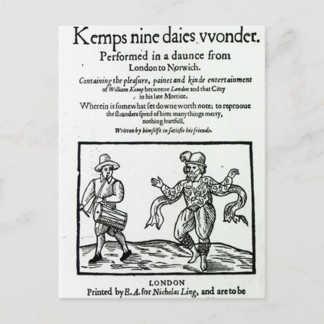 Cartão Postal Titlepage a William Kemp (Frente)