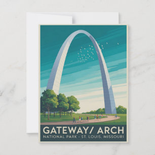 Cartão Postal Título: Gateway Arch Rua. Louis Viagens vintage Po