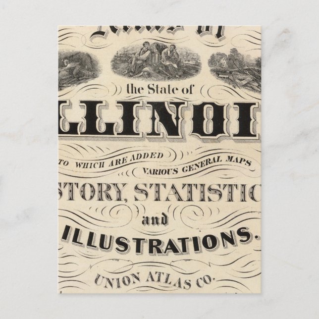 Cartão Postal Título Page Atlas do Estado de Illinois (Frente)
