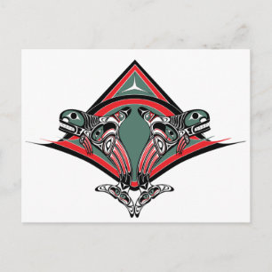 Cartão Postal Tlingit Killer Whale & Eagle