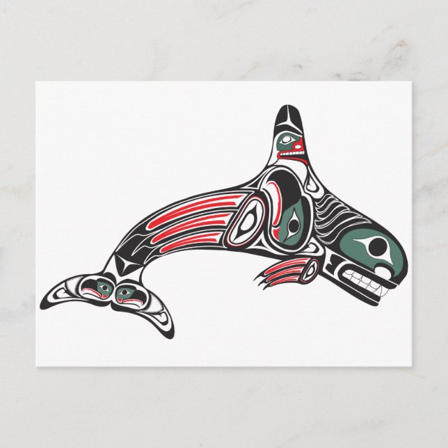 Cartão Postal Tlingit Killer Whale & Eagle (Frente)