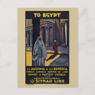 Cartão Postal To Egypt Vintage Travel Poster 1928