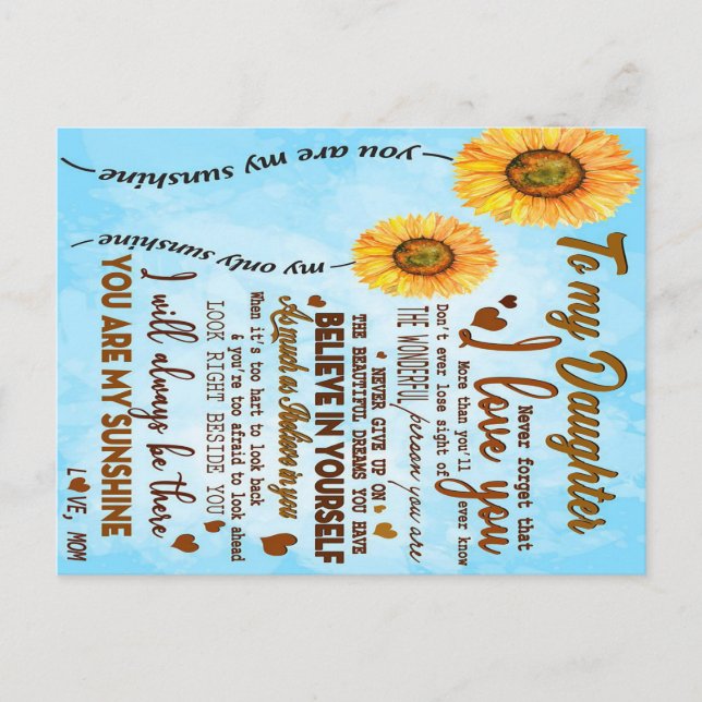 Cartão Postal To my daughter | Special letter to my daughter (Frente)