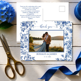 Cartão Postal Toalete Azul Romântico Código QR Foto Obrigado