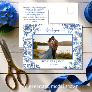 Cartão Postal Toalete Azul Romântico Código QR Foto Obrigado