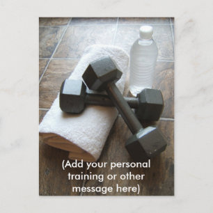 Cartão Postal Toalha e Água para Personal Trainer ou Halteres de