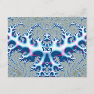 Cartão Postal TOBY ~ Icy White e Blue 3D Design Fractal ~