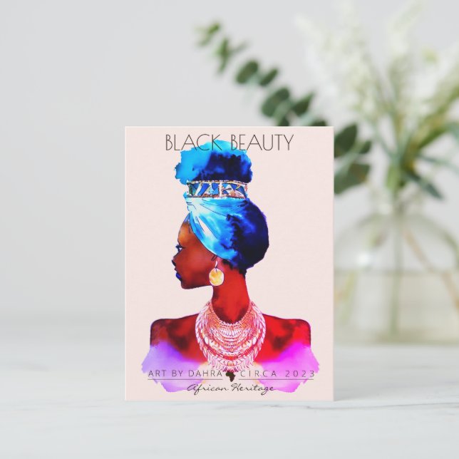 CARTÃO POSTAL TOCA DE RAINHA AFRICANA CABELO NATURAL (Em pé/Frente)
