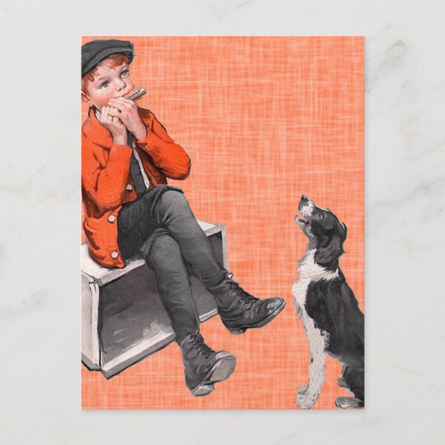 Cartão Postal Tocando A Harmonica (Frente)