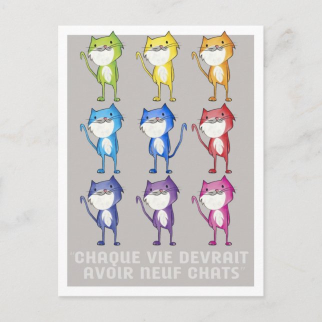 Cartão Postal Toda vida deveria ter nove gatos (Frente)