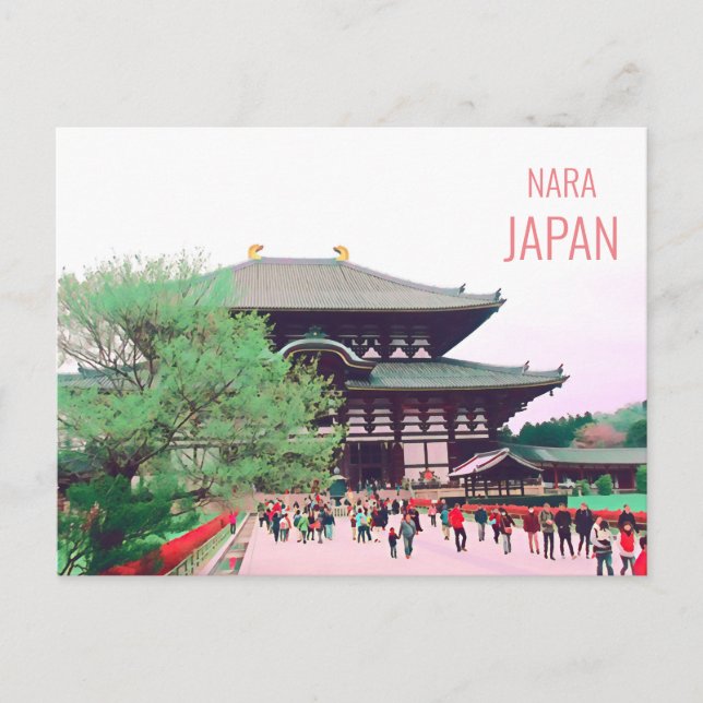 Cartão Postal Todai-ji Nara templo santuário japonês viagem (Frente)