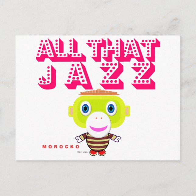 Cartão Postal Todo Aquele Macaco Jazz-Cute-Marroko (Frente)